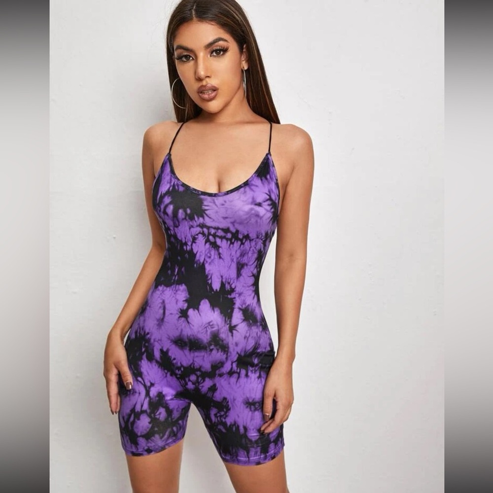 Purple and black short romper shein xs women